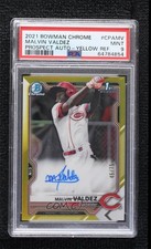 2021 Bowman Chrome Prospect Yellow Refractor 45/75 Malvin Valdez PSA 9 Auto 9hx