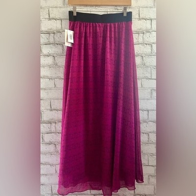 NWT LulaRoe Lucy Pink Flamingo Print Skirt Size Small Floor Length