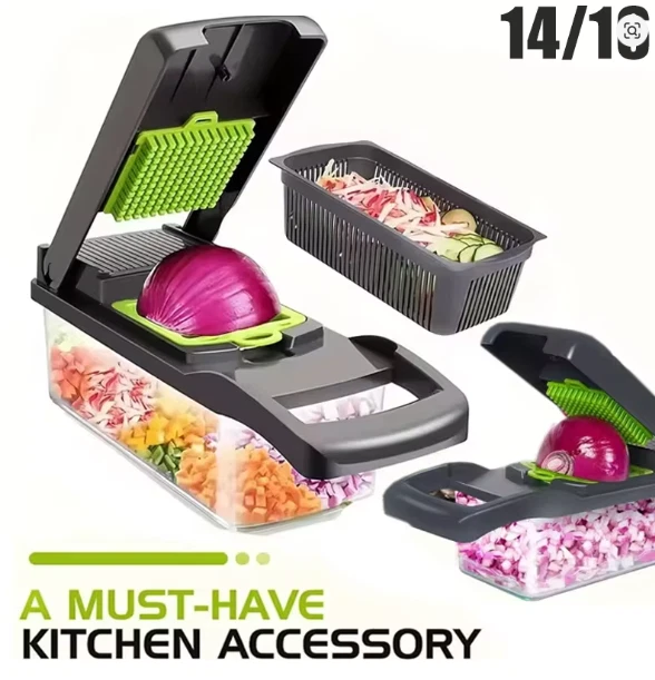 16pcs Multifunctional Vegetable Slicer Cutter Food Grade Shredder with Basket