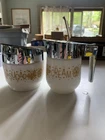 Vintage Gemco Milk Glass Gold Butterfly Pattern Cream And Sugar Set Retro MCM