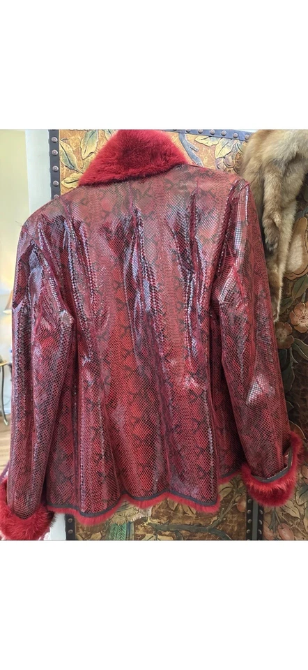 Reversible Mink and Leather Snake Print Jacket Size Medium - Image 2 of 4
