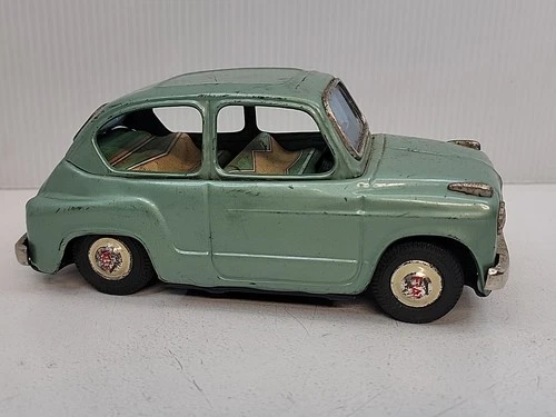 Bandai Fiat 600 Tin Car Friction Model Vintage Made in Japan