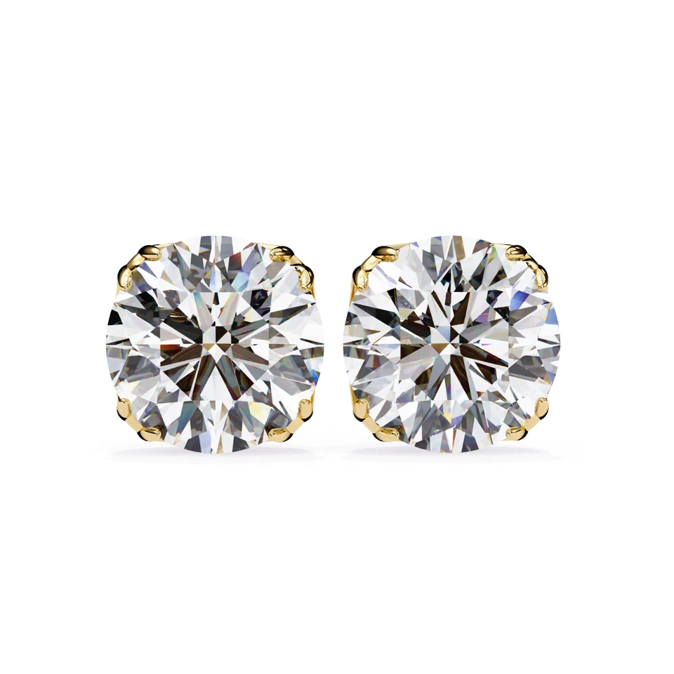 Elegantes aretes solitarios de diamantes de corte redondo de 2,57 quilates de oro blanco de 14 k Foto 3 de 4