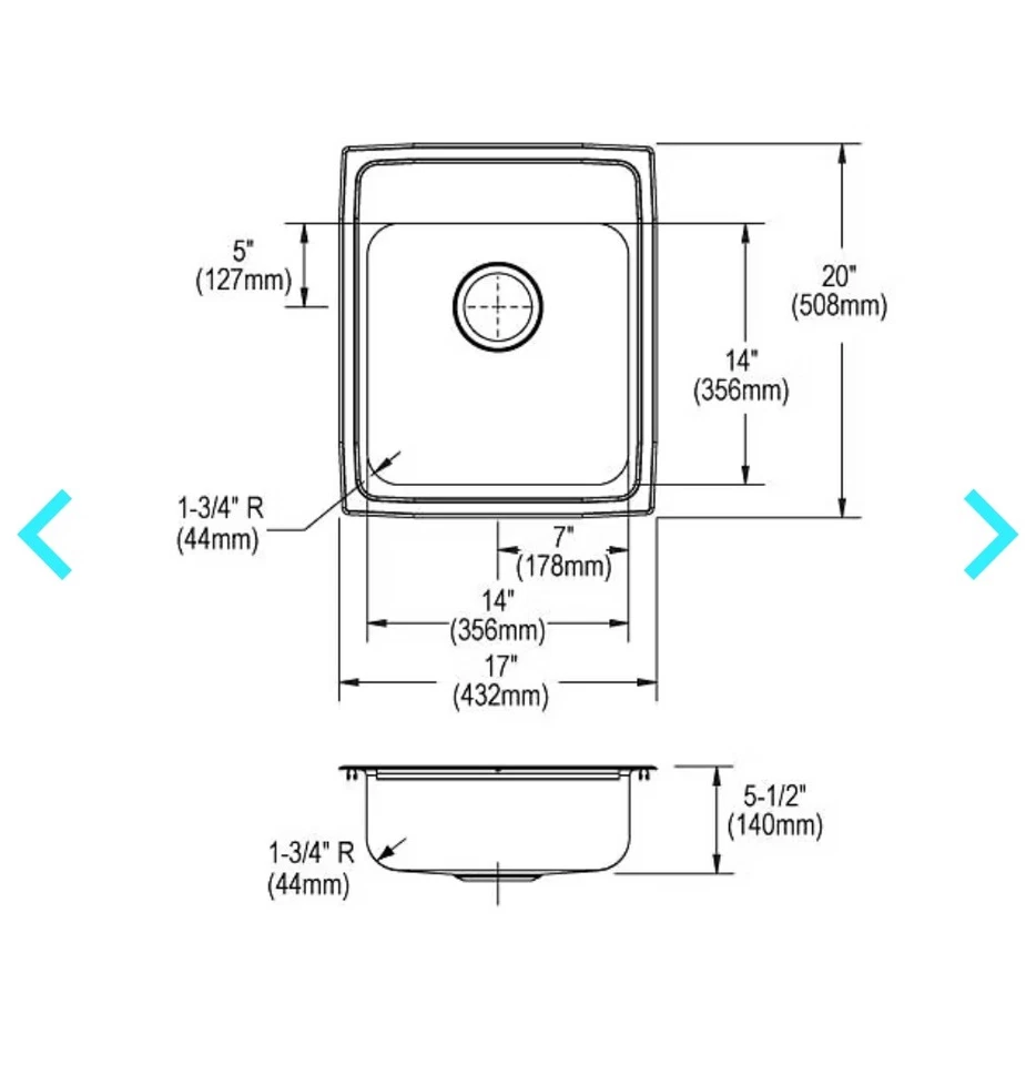 Elkay кухонная раковина 17 дюймов 18 калибр изолированная раковина только нержавеющая сталь - Изображение 2 из 4