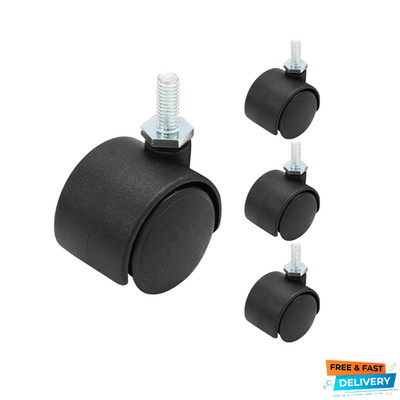 suiwotin 4pcs 1 Inch Swivel Caster Wheels, M6 Threaded Stem black 