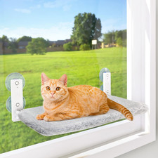 Cordless Cat Window Perch, Cat Hammock for Wall with 4 Suction Cups, Solid Metal