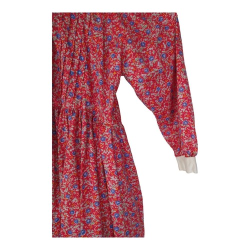 1980s Mousefeathers Red Floral Prairie Dress Girls Size 6 Cottagecore Vintage - Picture 3 of 12