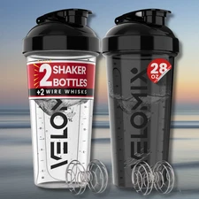 2 Pack 28Oz Protein Shaker Bottles with Wire Whisk Leakproof Shaker Cups