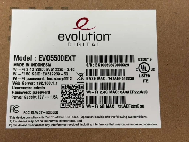 Evolution Digital EVO 5500 EXT Wifi Extender, NEW SEALED EVO5500EXT
