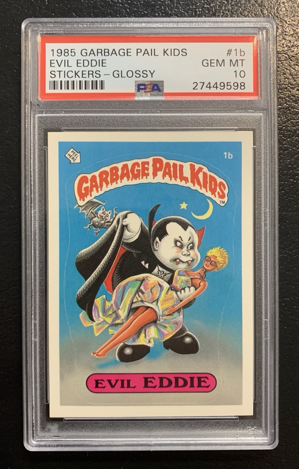 1985 Garbage Pail Kids OS1 Evil Eddie 1b PSA 10 GEM MINT-RARE GLOSSY CARD!! TWT