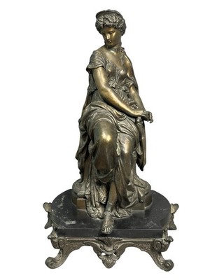Antique VICTORIAN Era BRONZED Spelter LADY GODDESS STATUE Old