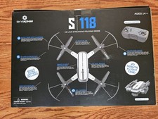 Sky Drones S118 Foldable FPV Quadcopter Drone Electric White/Gray 100ft