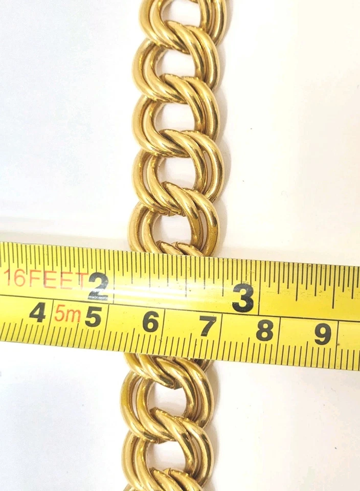 18" Men's Or Women's Thick Double Curb Chain Gold Stainless Steel Necklace 135g - Image 4 of 4