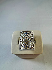 Vintage sterling silver filigree panel ring, size 8