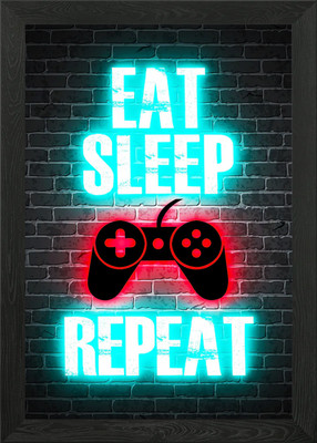 Eat Sleep Repeat Gerahmtes Wandbild Poster Leinwanddruck Bild