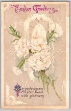 Antique Postcard Embossed Carnation Bouquet 1910s
