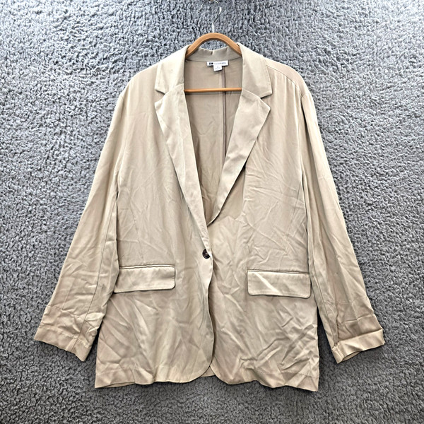 Rockmans Womens Blazer Jacket Size 12 Beige Long Sleeve Collared