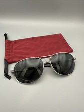Suncloud Aviator Genuine Silver/Black Frame -Green Polarized Lens Vtg w/bag READ