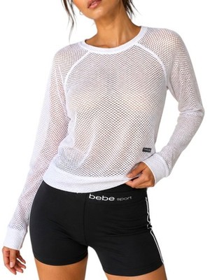 Bebe Sport Set of 2 Sheer Mesh Long Sleeve Tops