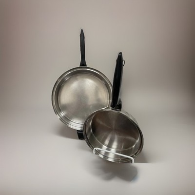 Vintage Permanent Brand  Heavy Gauge Stainless Steel 8'' 10'' Pans No Lids USA