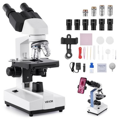 Uimoso Binocular Compound Microscope Kit 40-5000X Dual Stage Two Eyepiece Sets