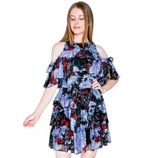 NWT $440 Alice + Olivia Nichola Cold-Shoulder Party Dress In Multi Size 2