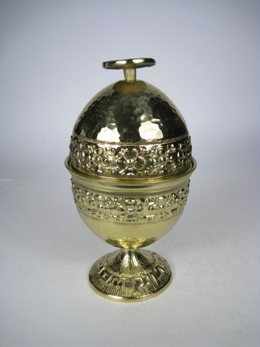Vintage Jewish Hebrew Sukkot Citron Etrog Box Israel Judaica Gold Tone Israel MC