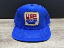 Vintage 1984 Olympics USA Blue Trucker Mesh Snapback Hat Cap NWOT