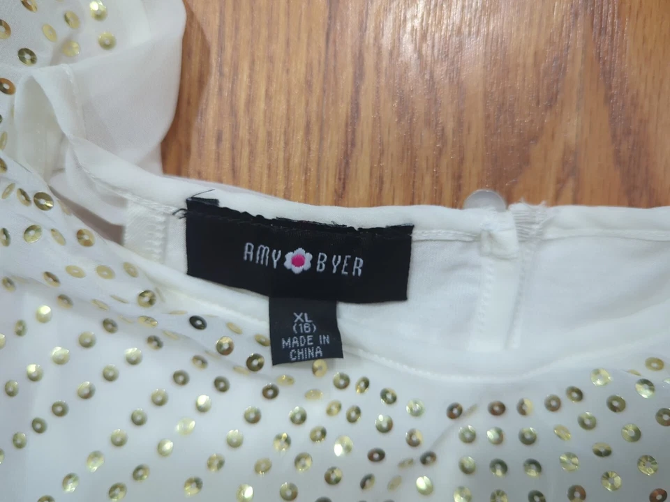 Camisa Amy Byer's Niñas XL (16) Marfil 2021G1N Nueva Con Etiquetas! ¡Vuelta al cole!  Foto 3 de 4