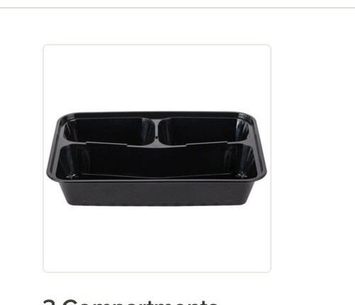 32 oz. Schwarze rechteckige mikrowellengeeignete 3 Fächer schwer mit Deckel - Bild 6 von 7