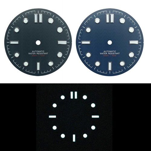31mm Watch Dial Master Sea for NH38A Blue Black No-Date BGW9 Wave Texture - Picture 1 of 7
