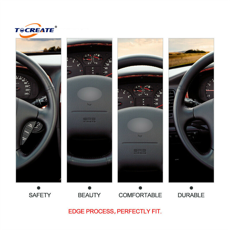 Black Genuine Leather Steering Wheel Cover for Hyundai Sonata 1999-2005 #2302