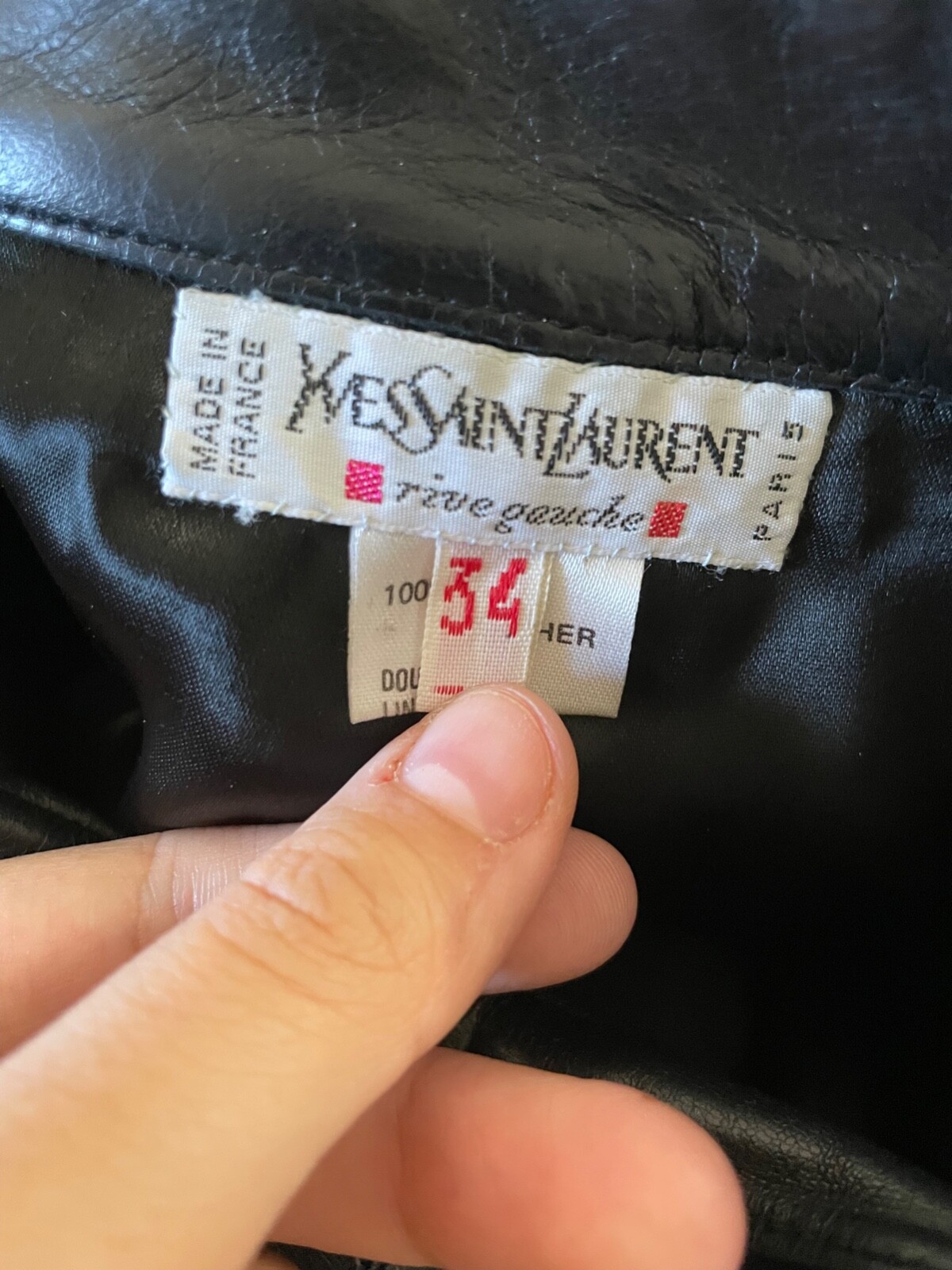 Gonna Yves Saint Laurent Rive Gauche nera 100% pelle taglia 34 Francia