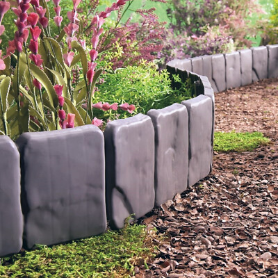 Set of 10/20/30/40 Interlocking Stone Effect Garden Border