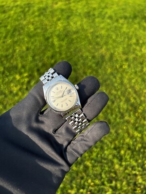 Vintage Rolex Datejust Ref. 6605 Cream Patina Dial SS Jubilee