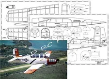 Beechcraft T-34B Mentor 56" Wingspan Model RC Airplane Plans & Templates Printed