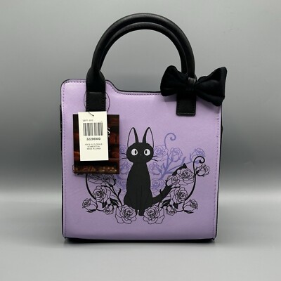 Studio Ghibli Kiki's Delivery Service Jiji Purple Floral Mini Satchel NEW