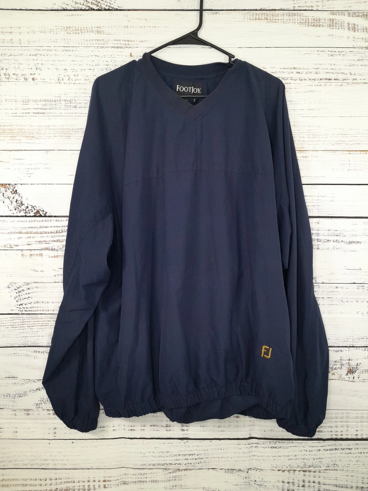 Footjoy Jacket Mens XL Blue Pullover Windbreaker V Neck Golf Athleisure Preppy