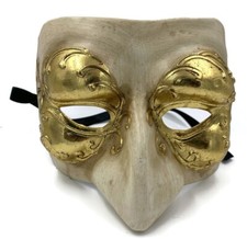 Venetian Mask Beak Masquerade Drama Gilded Gold Mardi Gras Theatre Party Magic