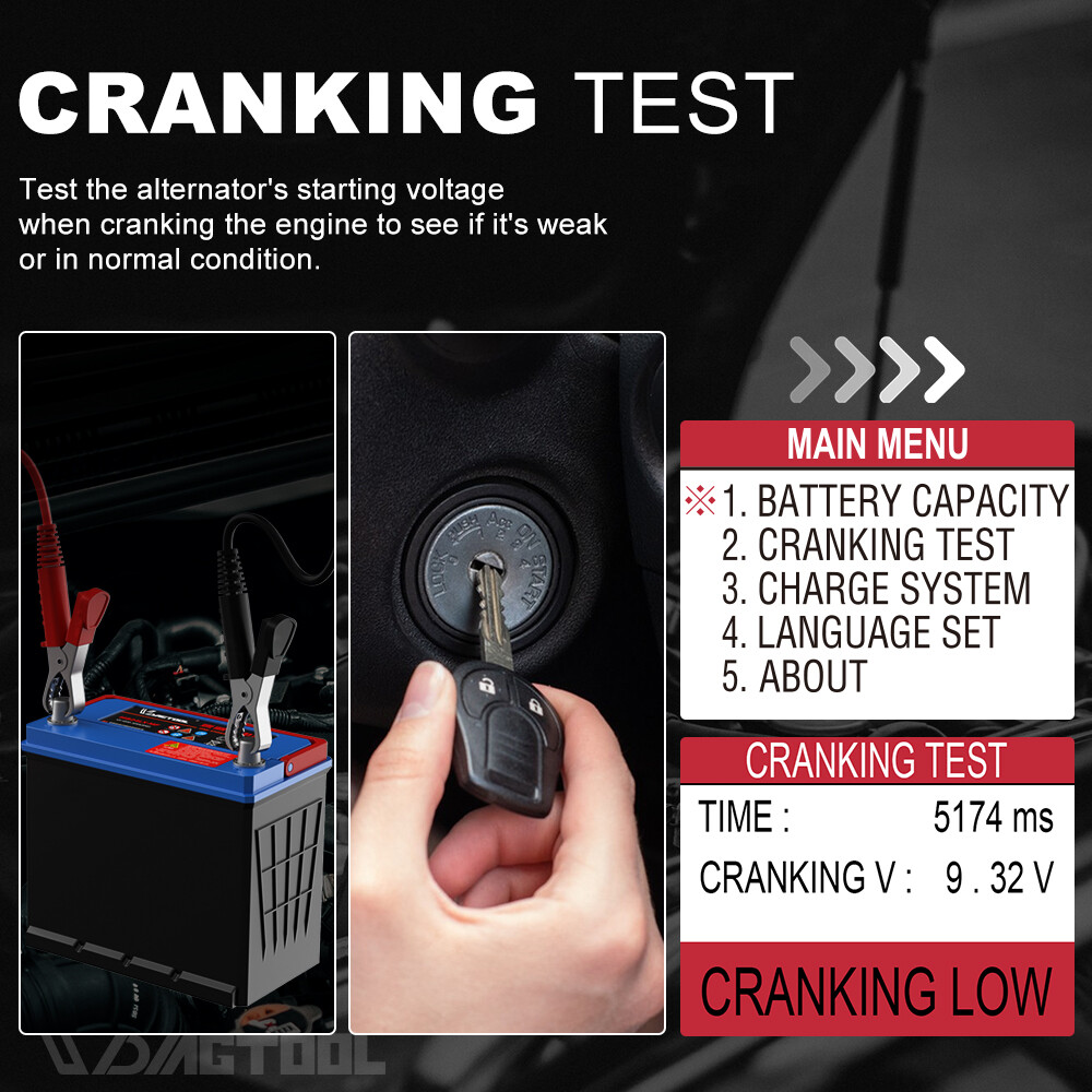 2.8'' LCD 12V 24V Car Battery Load Tester Charging System Analyzer BT310 2000CCA