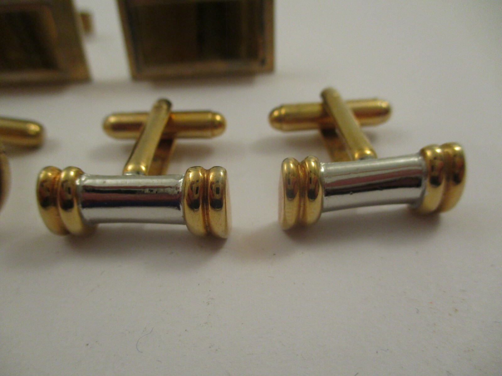 Lot 5 Pairs Vintage Mens Cufflinks Silver Gold To… - image 2