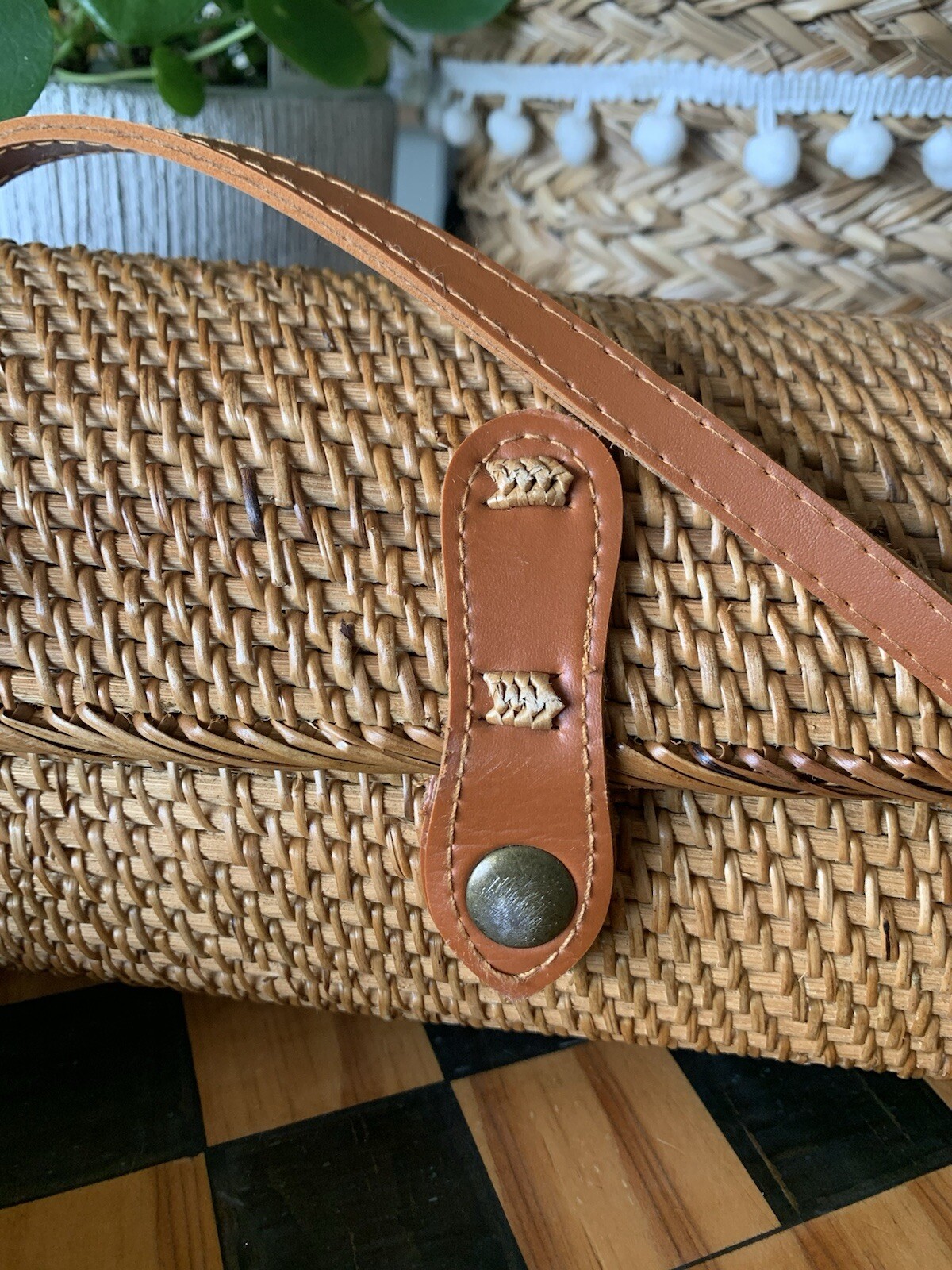 Rattan Wicker Rectangular Handbag - image 2