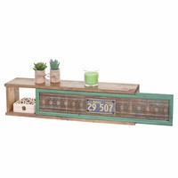 Wandregal HWC-A43, HäNgeregal, Tanne Holz Massiv Patchwork 65X16X13Cm