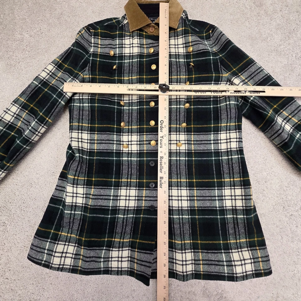 Faconnable 女式格子呢格子羊毛混纺双排扣外套夹克小号 — 第 2/4 张图片