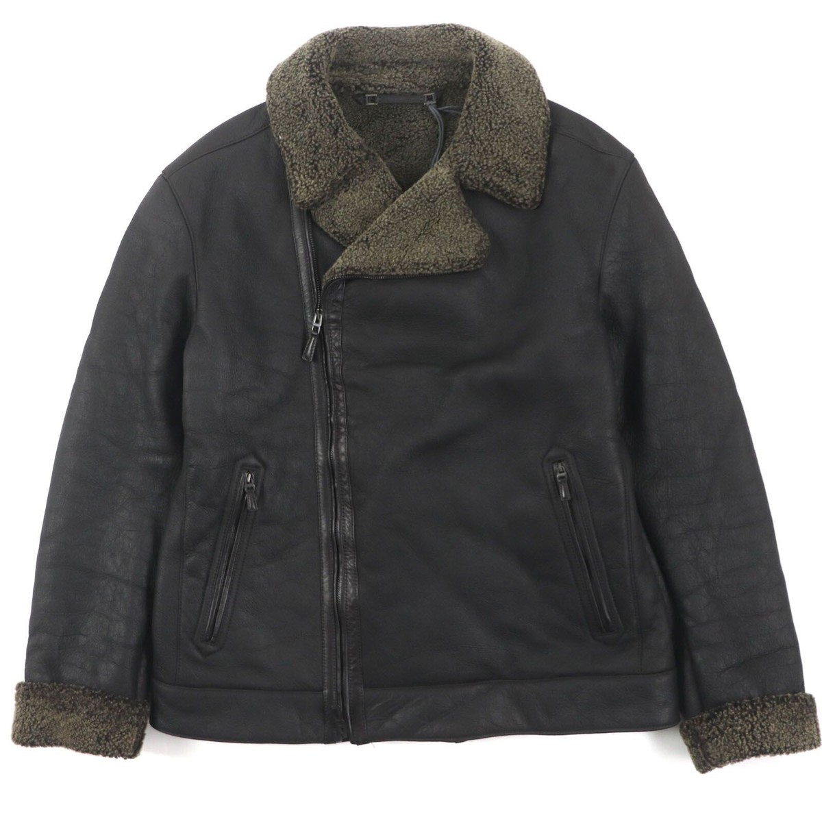 Ermenegildo Zegna Lamb Leather Ryders Jacket Italy Size 52 New