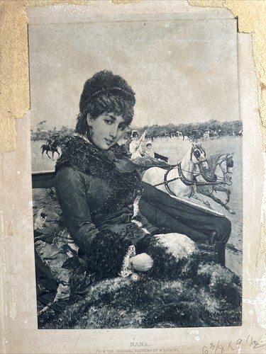 1880s Italian Print NANA By M Lovatti Antique Come Hither Look Carriage Horses - Picture 2 of 19
