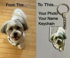 Custom Keychain, Your Photo Picture UV Printed Personalized Names Key Ring Chain