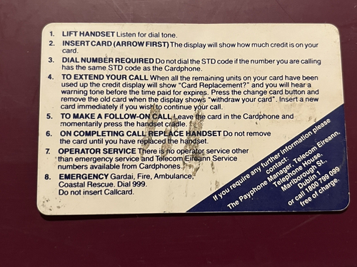 IRISH CALLCARD/PHONECARD Culture Capital Dublin 1991 telecom eireann - Picture 2 of 2
