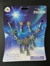Disney Store Frozen 2 Queen Elsa Jewelry Set Metallic Necklace Earring Snowflake