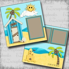 A Day at the Beach - 2 Premade Scrapbook Pages - EZ Layout 5578